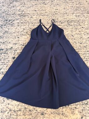 Navy Sleeveless V-Neck A-Line Dress